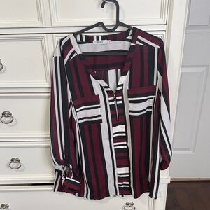 Ricki's Burgundy and Black Striped Blouse